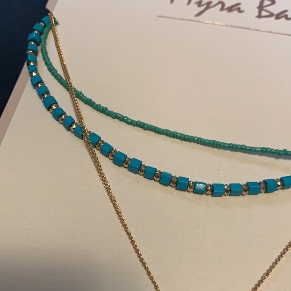 Shades of turquoise triple strand necklace, new - Picture 4 of 7
